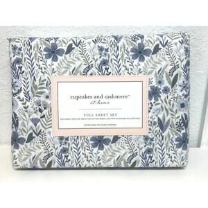 Cupcakes & Cashmere Sheet Set Blue and Green Flowers- FULL